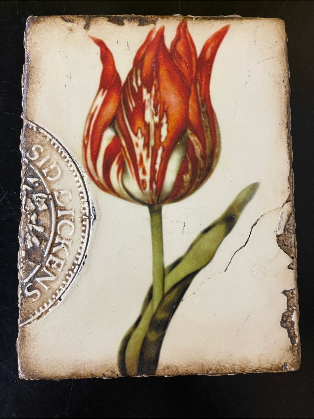 SID DICKENS T-98 SCARLET Tulip Memory Block Tile Wall Art- Retired